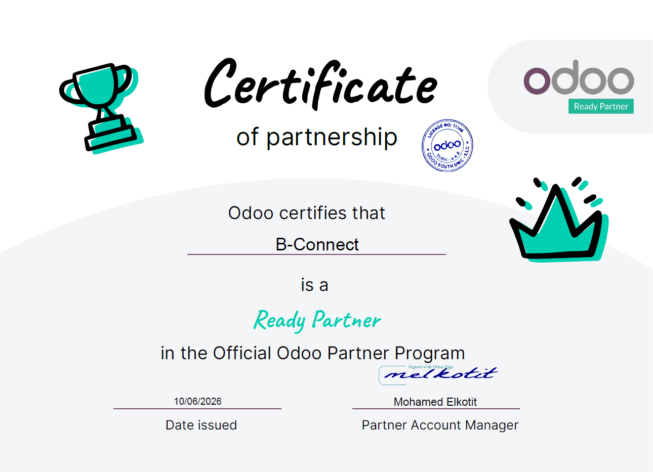 odoo certificate